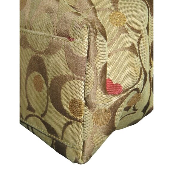 Coach Classic Laura Secret Admirer Jacquard Signature Hearts Dots Tote & Charm - Picture 9 of 13